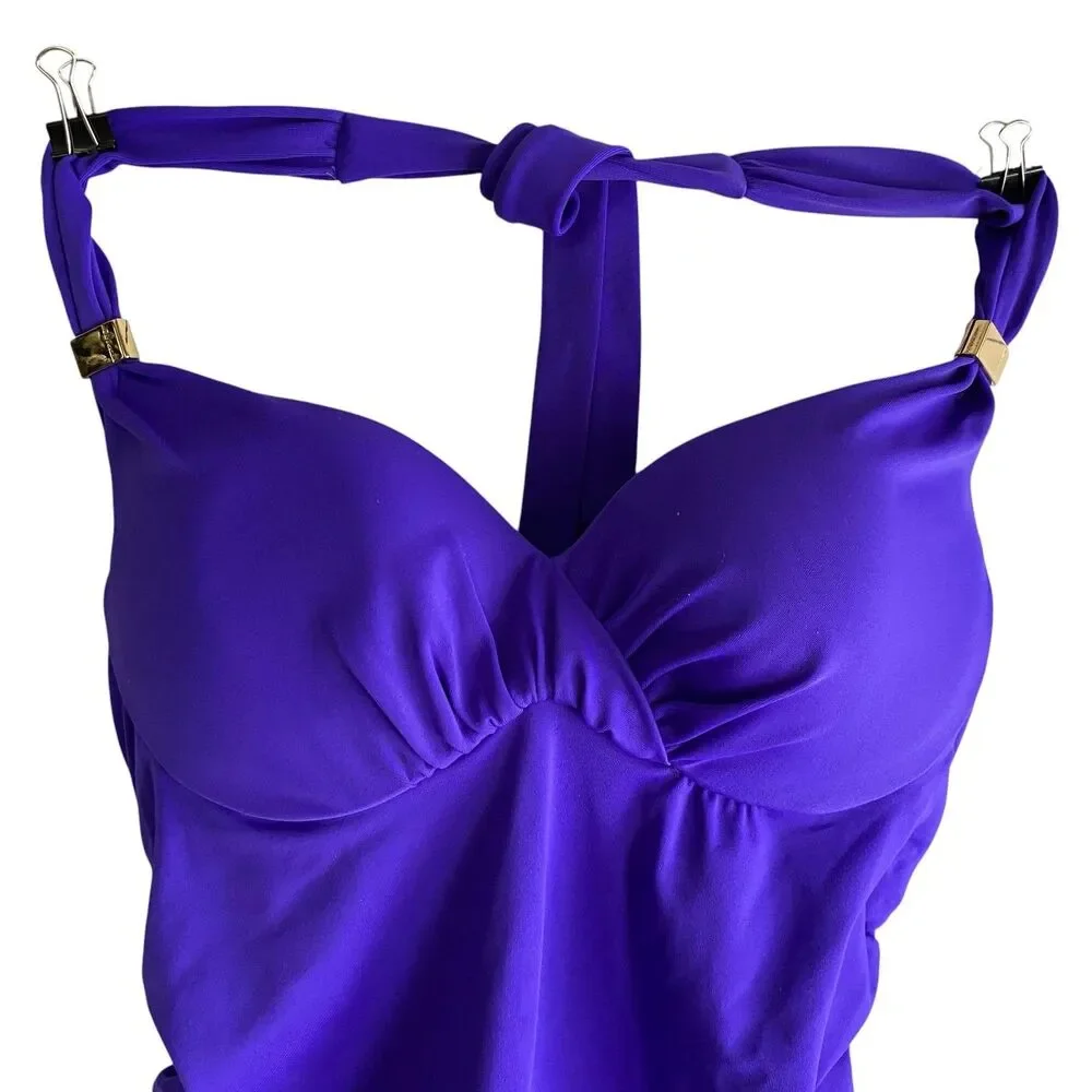 Victoria's Secret Tankini Swim Set Womens XS Purple Halter Bikini 2 Piece